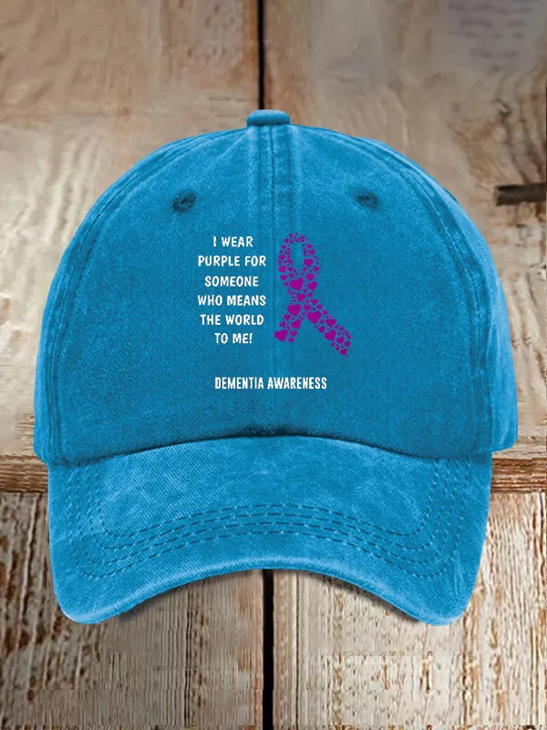 I Wear Purple For Someone Dementia Awareness Print Baseball Cap