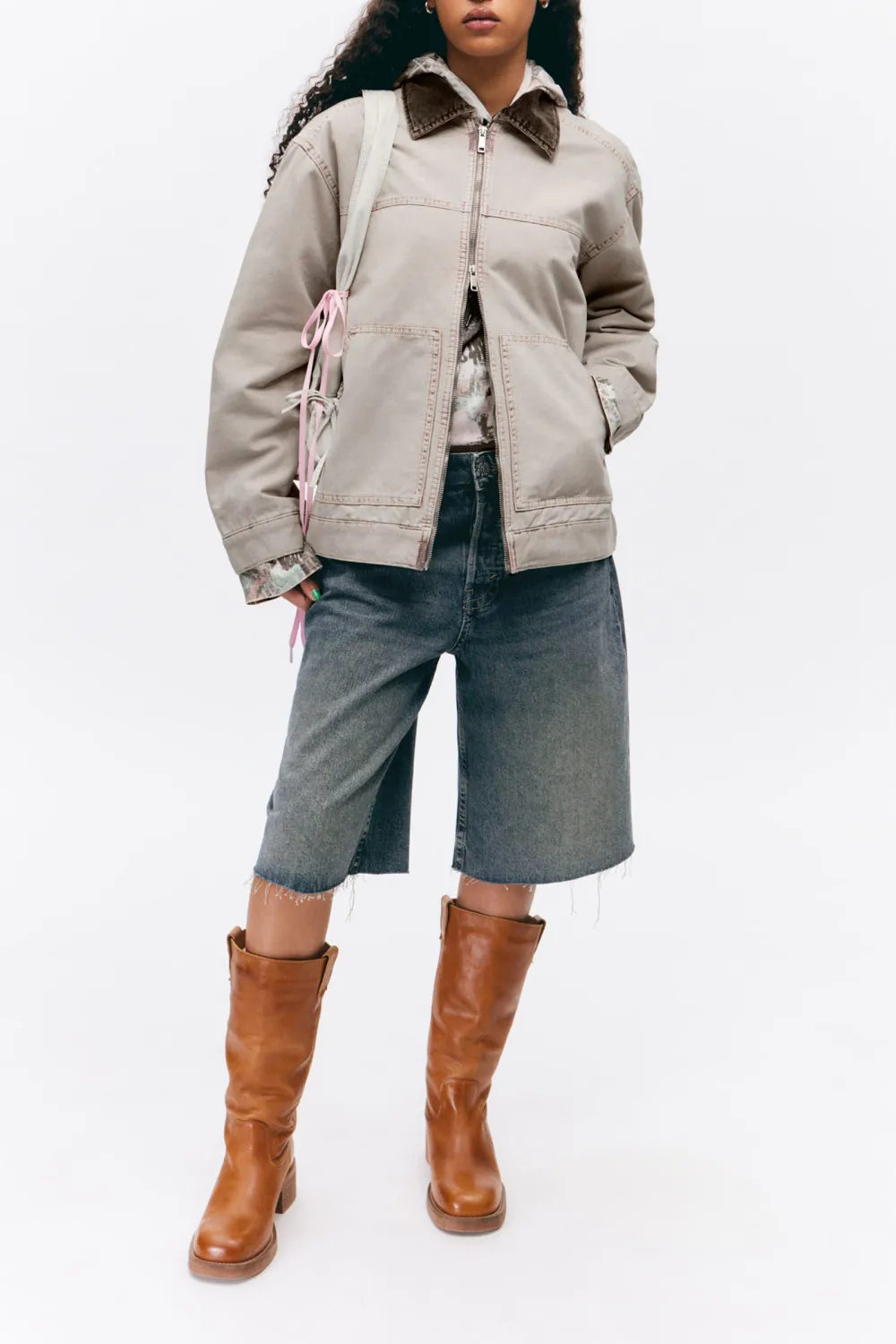 Zip Up Drop Shoulder Jacket