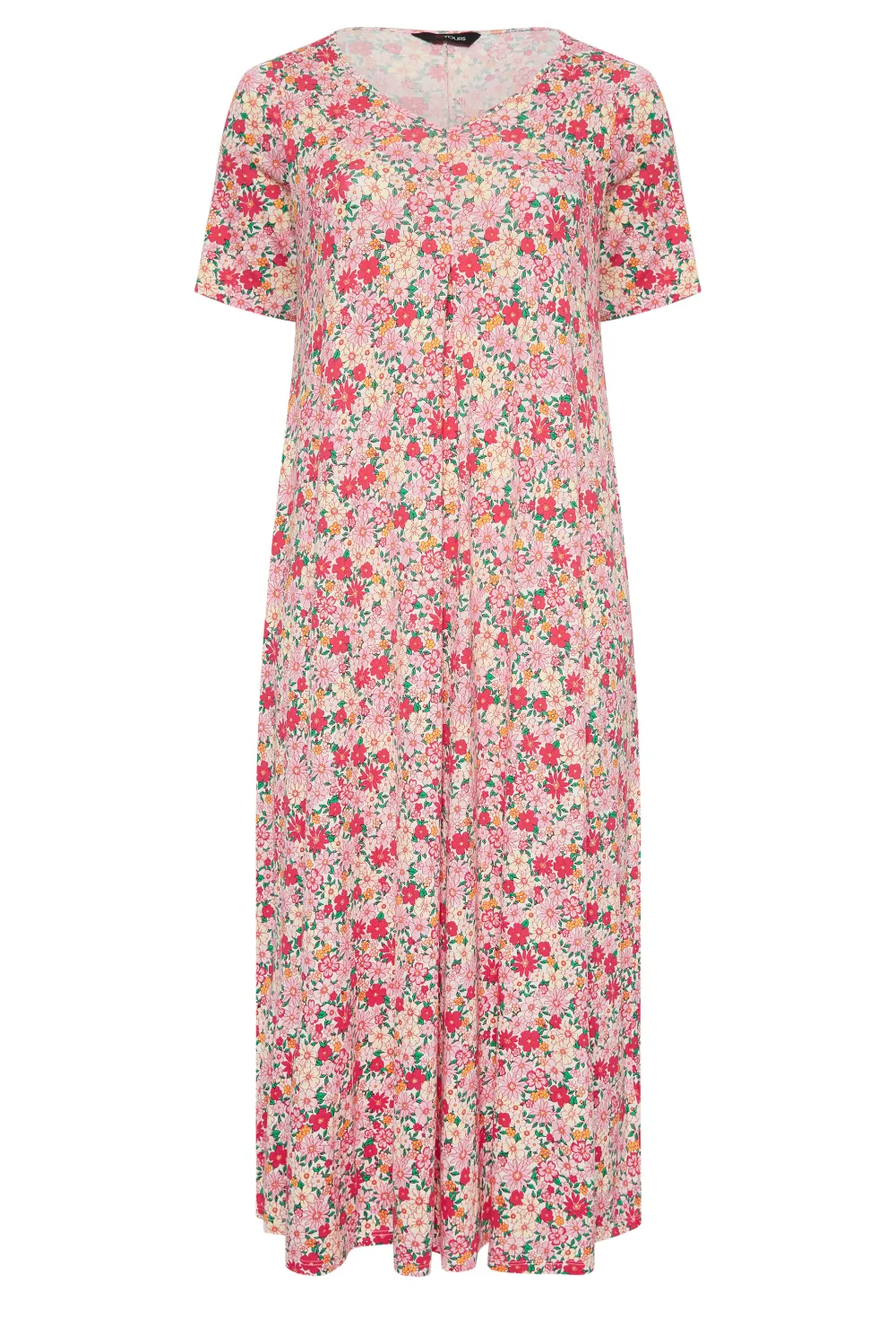 YOURS Curve Pink Floral Pleat Front Maxi Dress