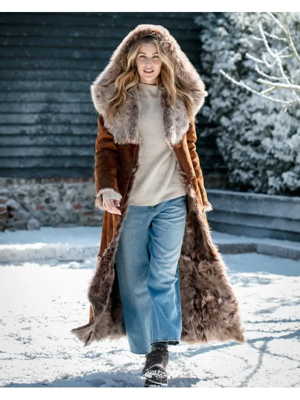 Premium toskana sheepskin hooded jacket