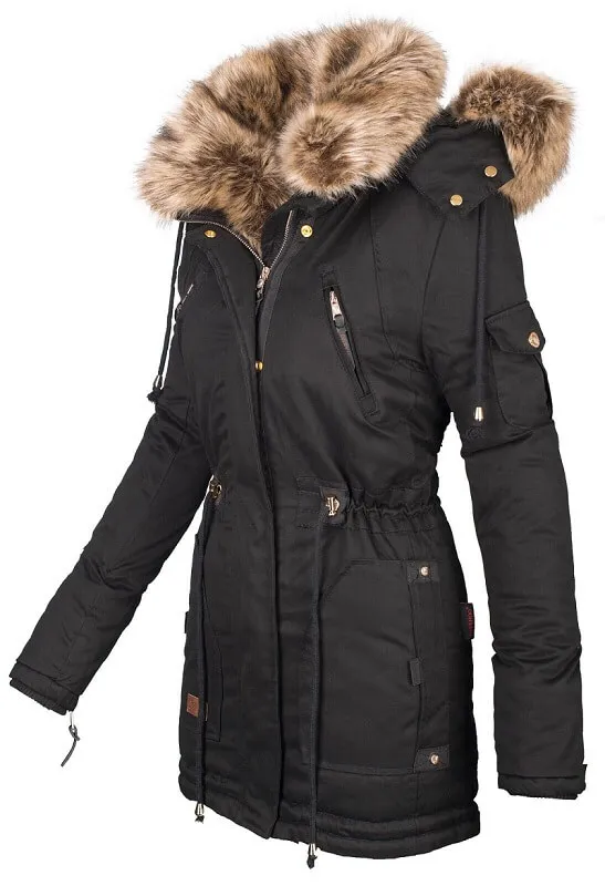Warm ladies winter parka long jacket green