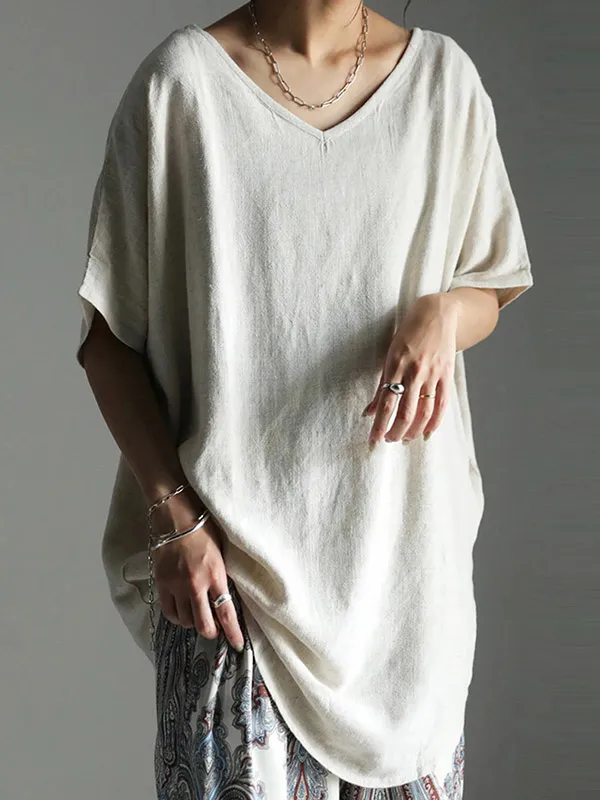 Casual Solid Loose Batwing Sleeves T-Shirt