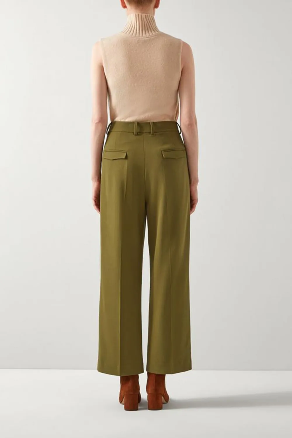 Olive Green High Waist Wide Leg Trousers