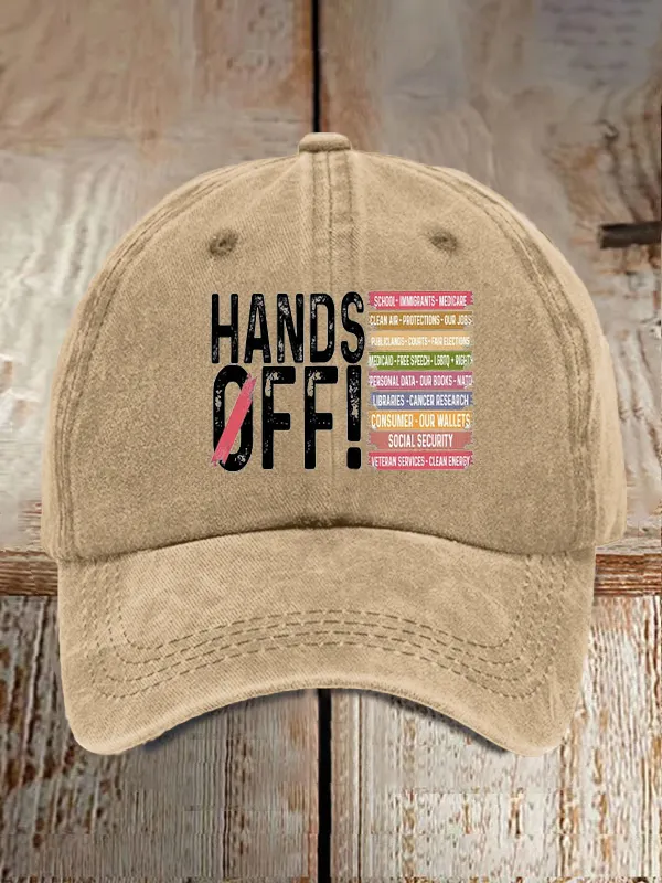 Unisex Retro Hands Off Protest Printed Baseball Cap