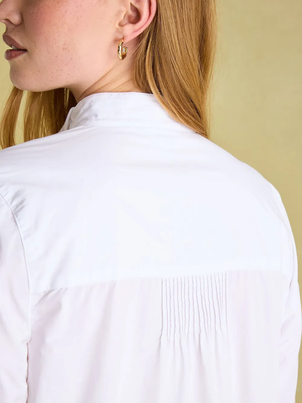 Long Sleeve White Pleated Tuxedo-Style Shirt