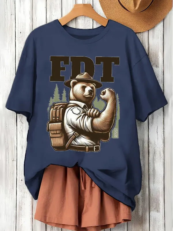 Women'S Retro Support National Parks FDT Resist Bear Print T-Shirt