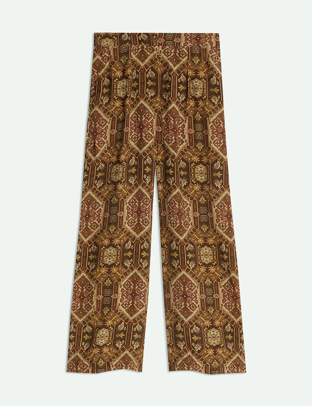 Brown Floral Wide Leg Pants