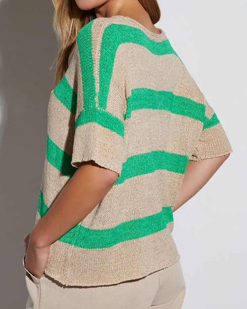 Striped Short Sleeve Sweater