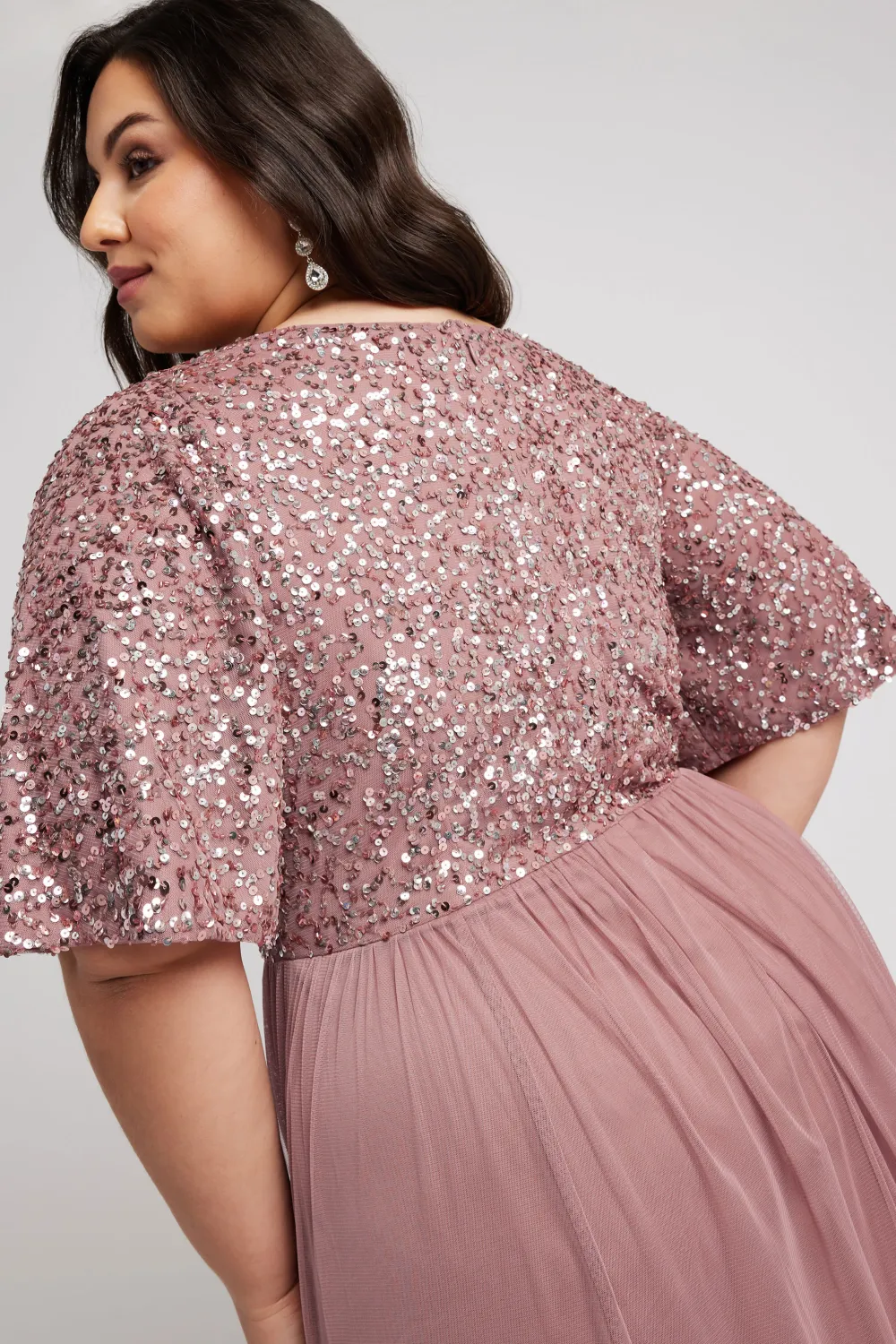LUXE Curve Pink Embellished Maxi Dress