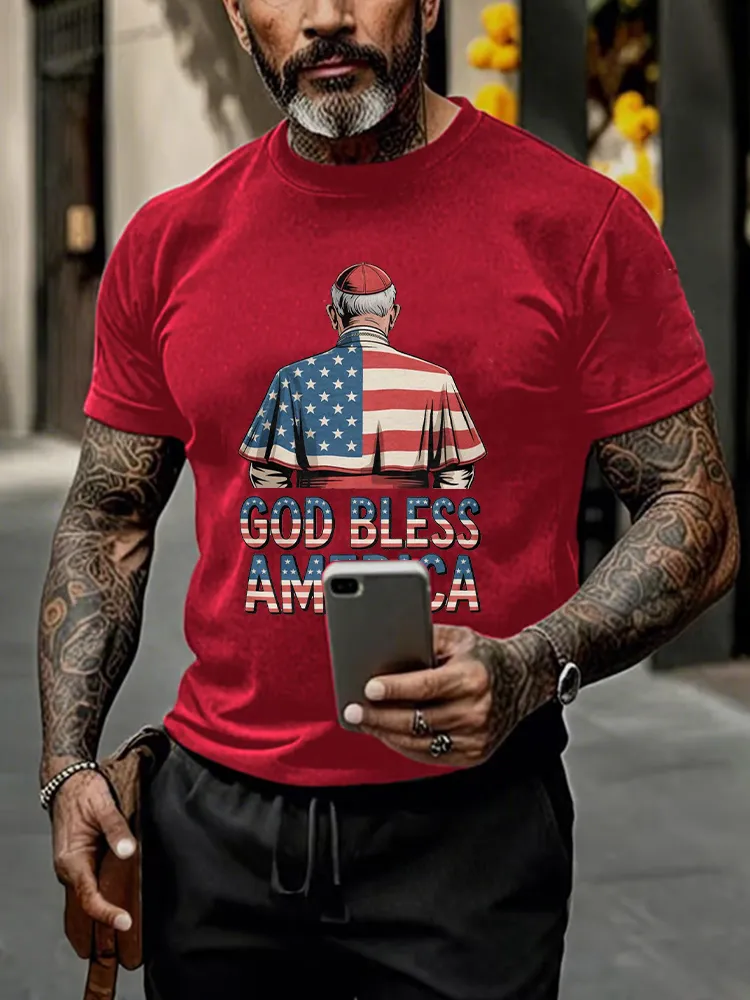 Men'S Pope Leo Xiv 8th May 2025 God Bless America Printed T-Shirt