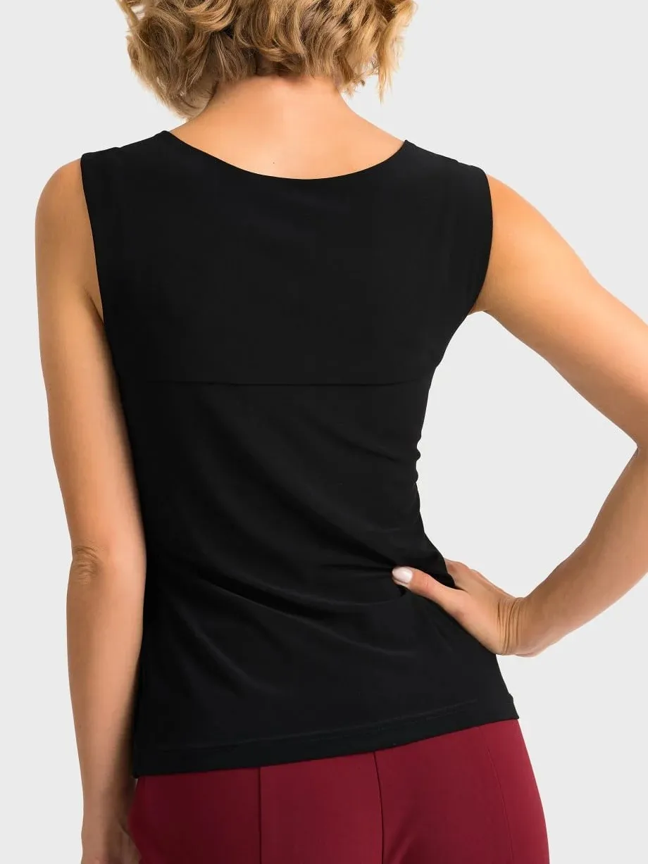 Navy Square - Neck Sleeveless Top