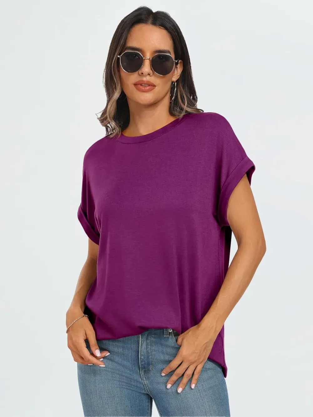 AUTOMET Women Tops Casual Basic T Shirts Loose Fit Crewneck Short Sleeve Summer Outfits