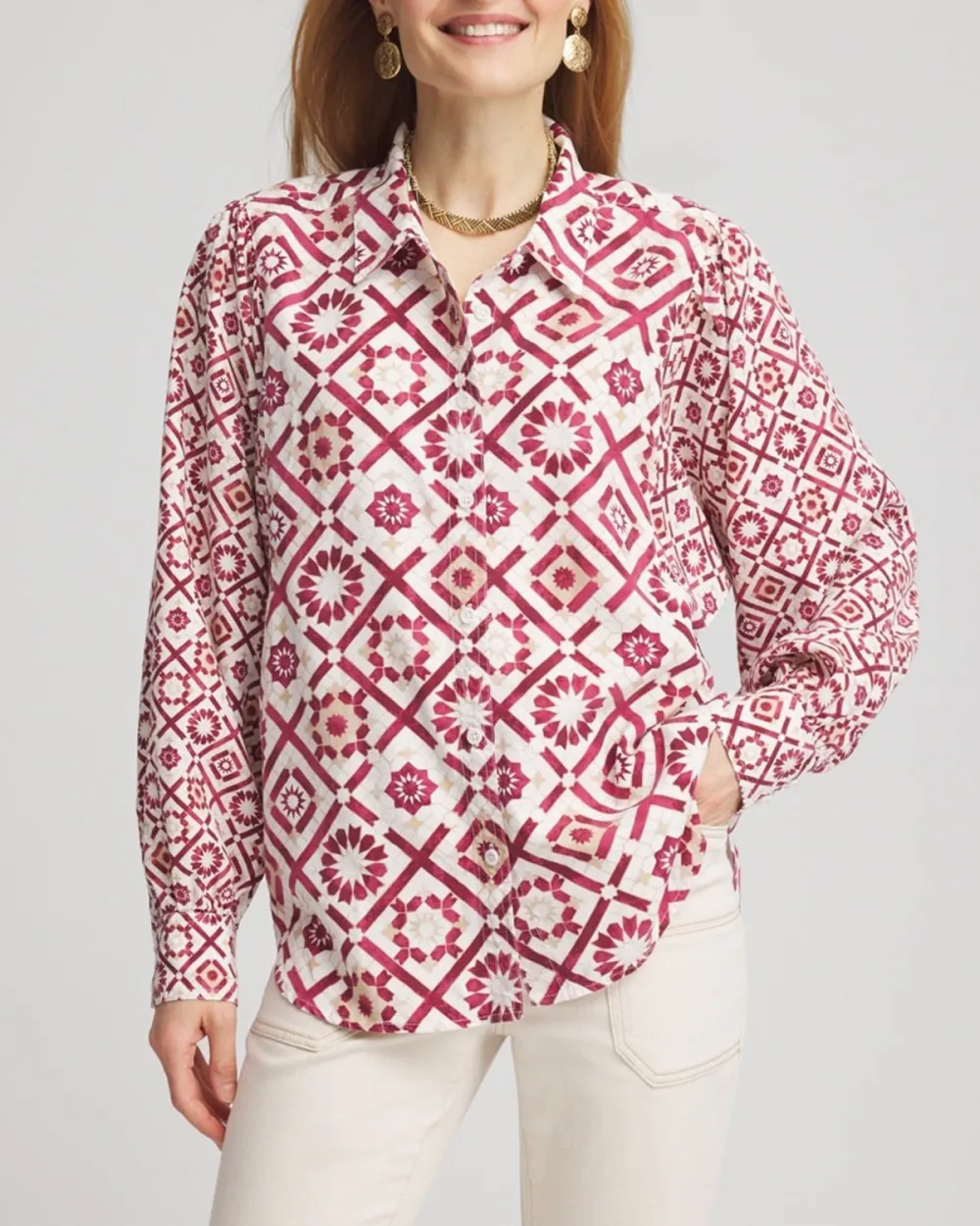Tencel Blend Dolman-Sleeved Shirt