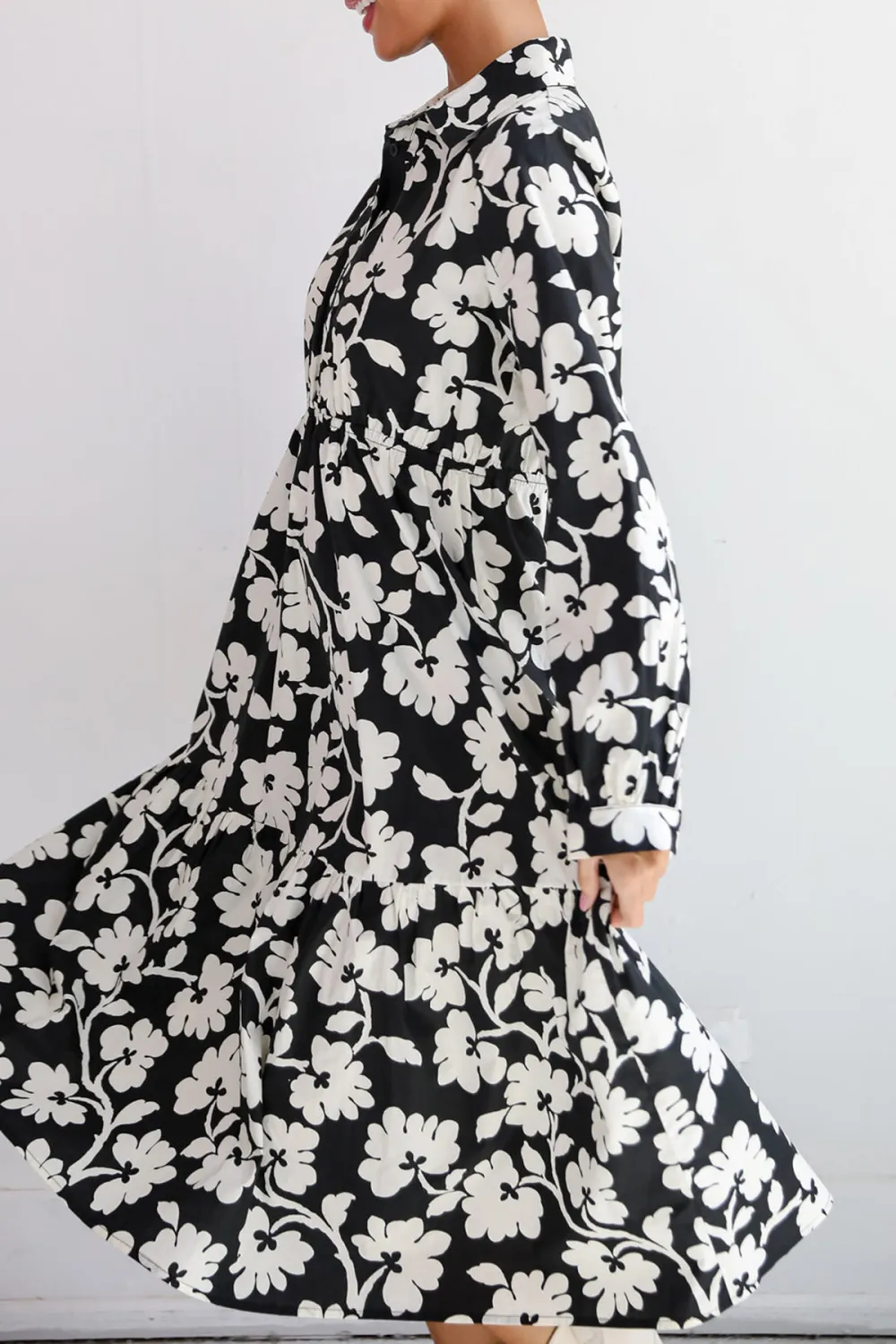 Charmed Perfection Black Floral Midi Dress
