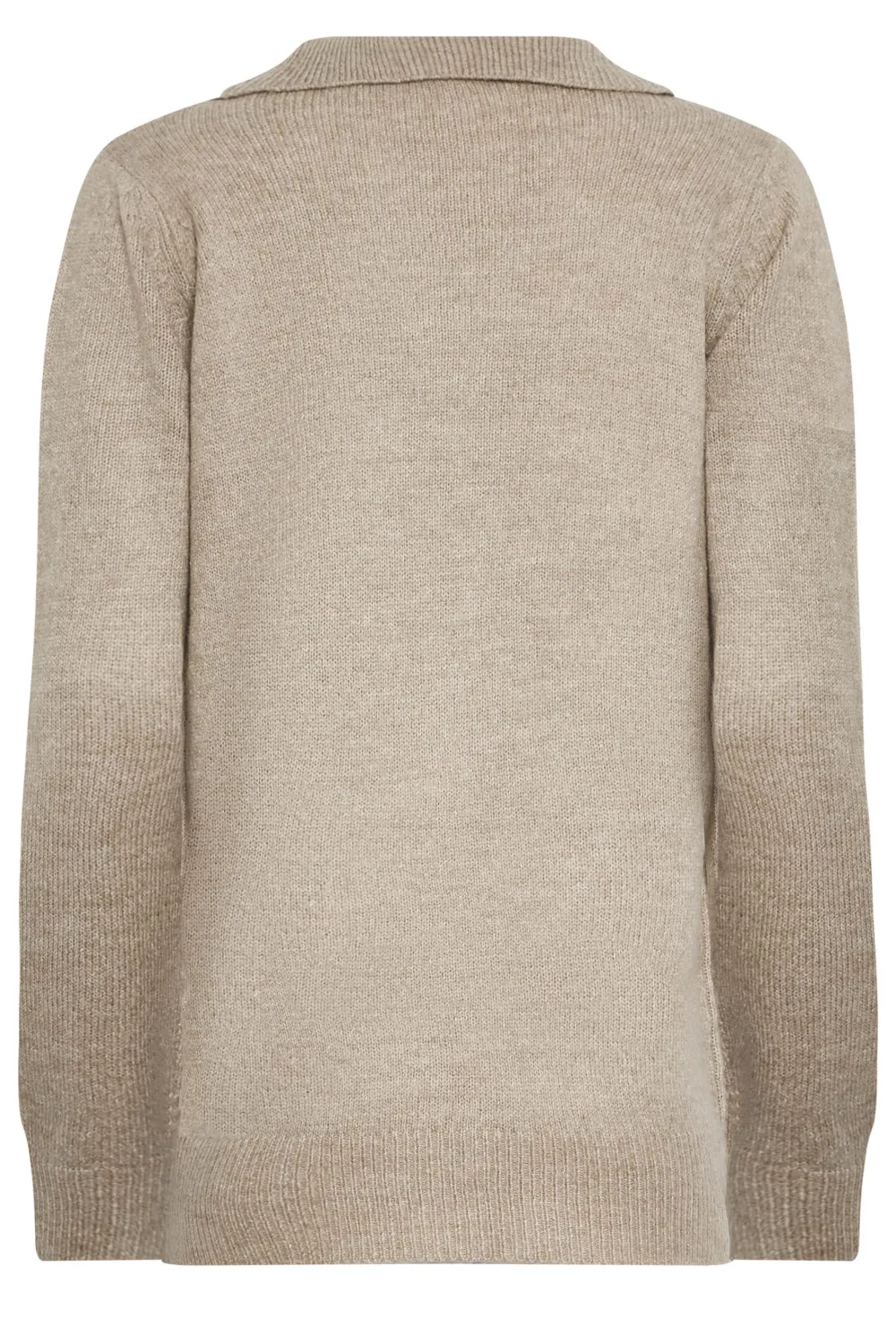 LTS Tall Beige Brown Open Collar Jumper