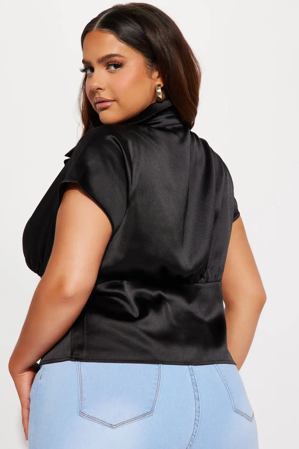 Precious Times Satin Shirt - Black