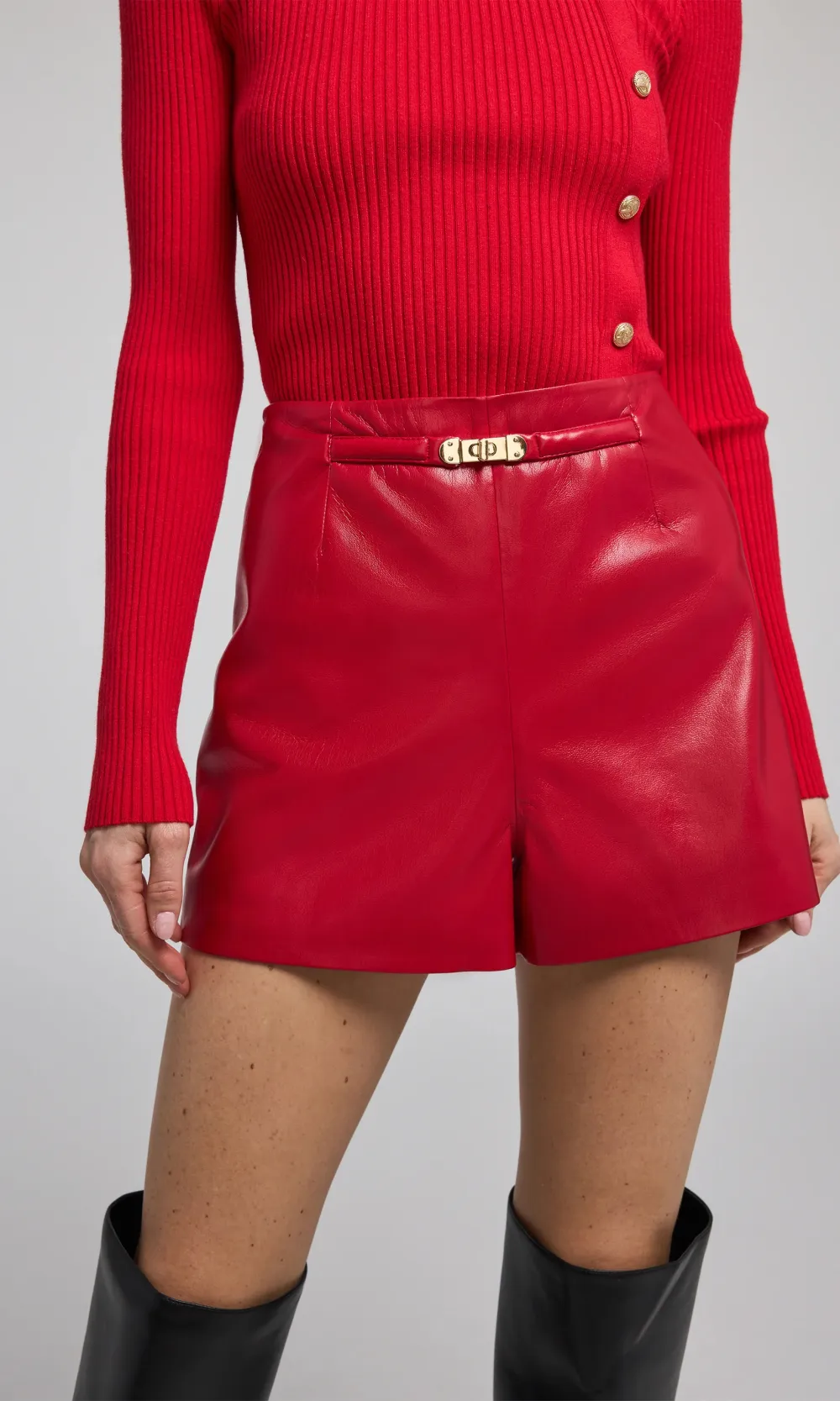 Belted Vegan Leather Shorts