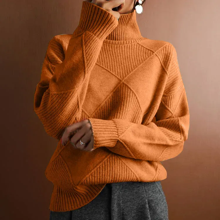 Turtleneck loose lozenge long-sleeved winter sweater