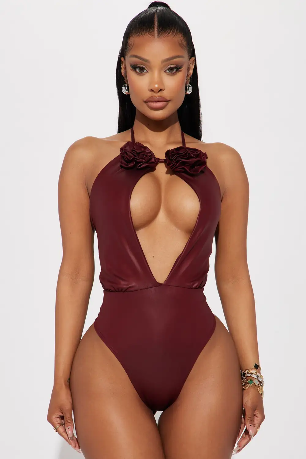 Carmelita Cut Out Bodysuit - Wine