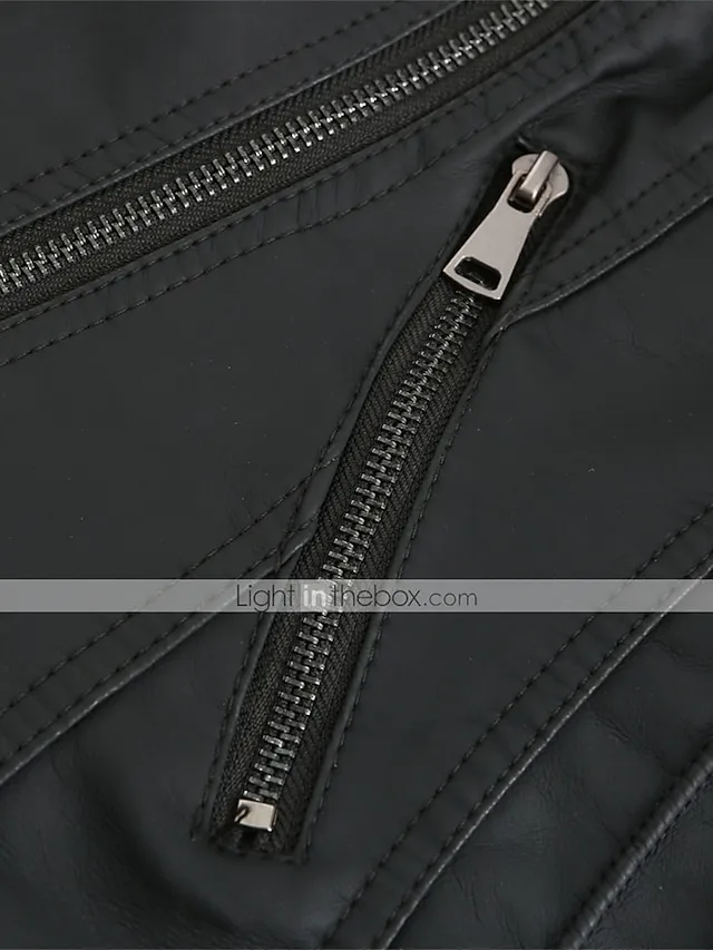 Women's  Faux Leather Jacket Moto Biker Jacket Fall Waterproof Windproof Coat Winter Zipper Lapel Modern Outerwear Long Sleeve Causal Vacation