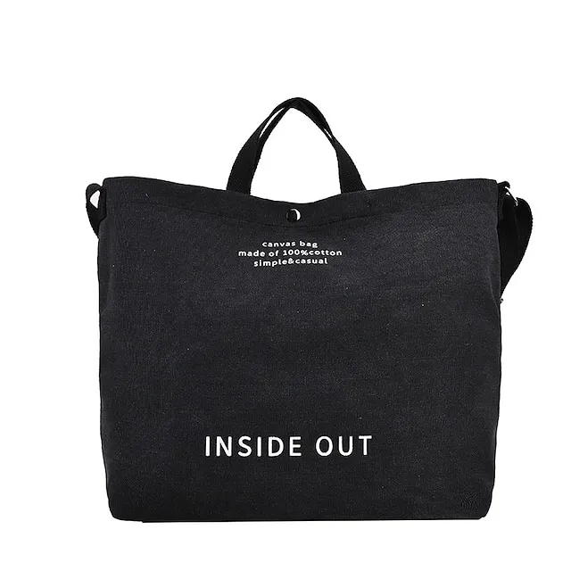 Casual Large-capacity Fashion Shoulder Bag Alphabet Print Zipper Trendy Handbag With Adjustable Strap Women Canvas Shoulder Bag Fashion Big Tote Khaki Black Green