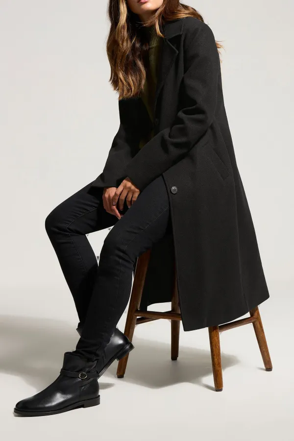 Midi Length Black Formal Midi City Coat