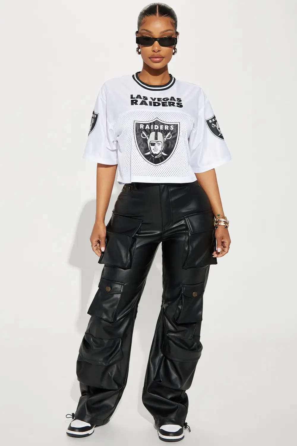 Raiders Fight Song Cropped Mesh Top - White/combo