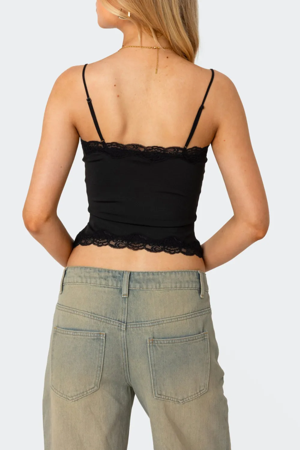 Red Lace Trim Tank Top