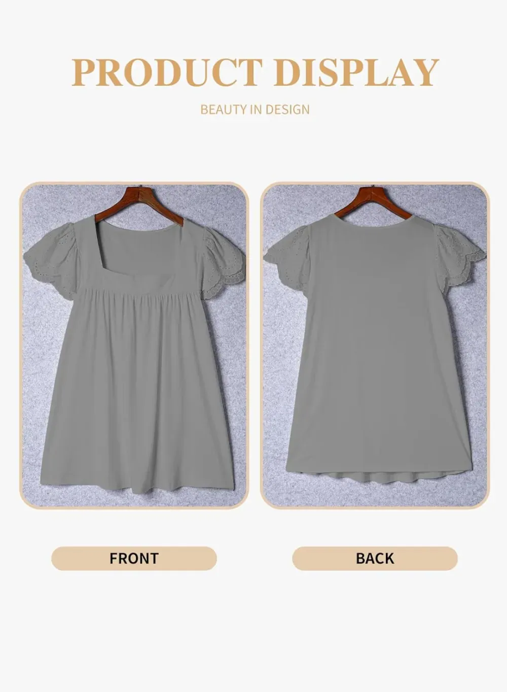 Eytino Womens Plus Size Tops Ruffle Short Sleeve Square Neck Summer Loose Casual Tee Shirts(1X-5X)