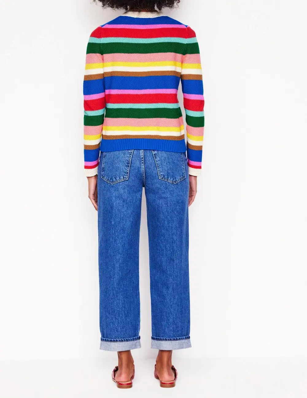 Multicolor Striped Crochet - Trim Cardigan