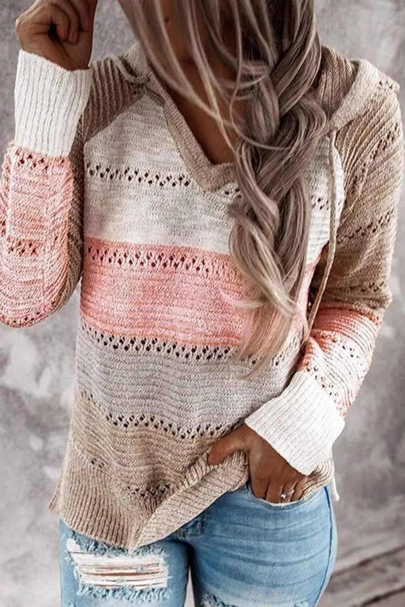 Striped Color-Block Knitted Sweater