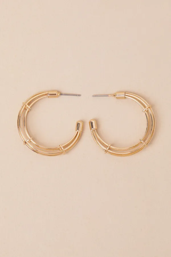 Minimalist Geometric Hollow Gold Earrings