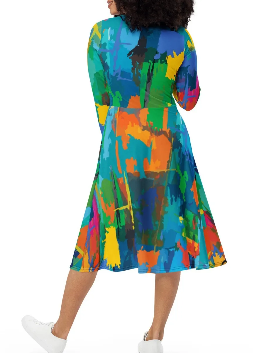 Vibrant Abstract Midi Dress