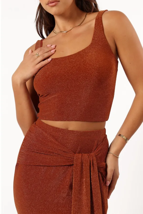 BRONZE SLIM FIT LONG SKIRT