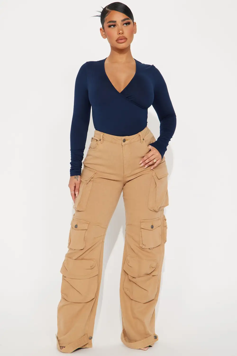 Bonnie Surplice Bodysuit - Navy