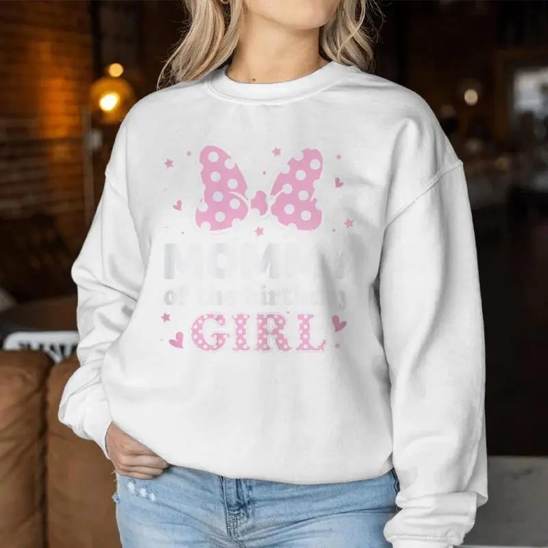 Mommy Of The Birthday Girl Pink Bow Family Matching Women Sweatshirt