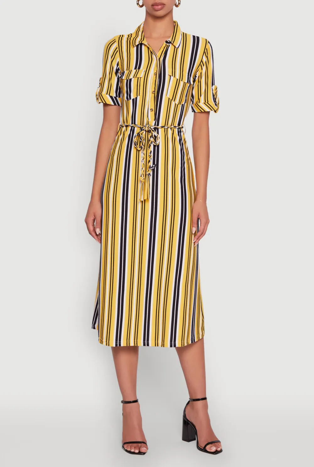 Striped Lace Up Dress