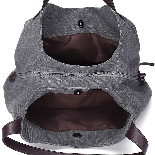 Women's Top Handle Bag Canvas PU Leather Daily Zipper Color Block Black Army Green Blue