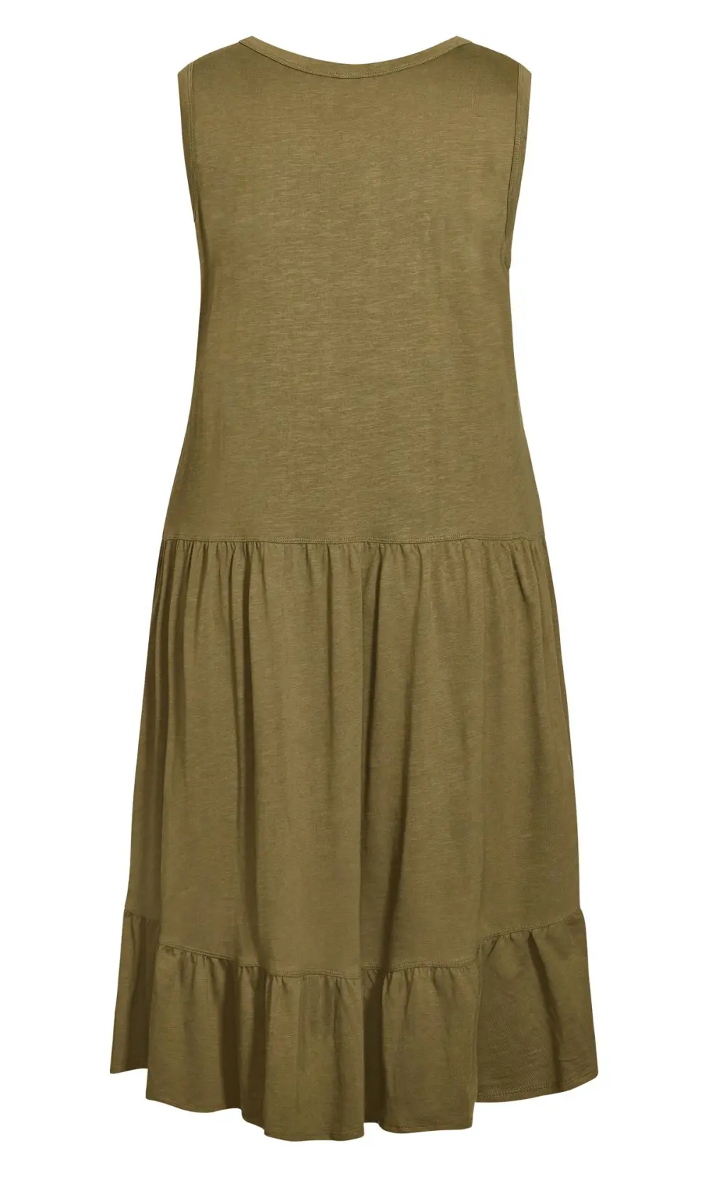 Evans Khaki Green Dipped Frill Hem Midi Dress
