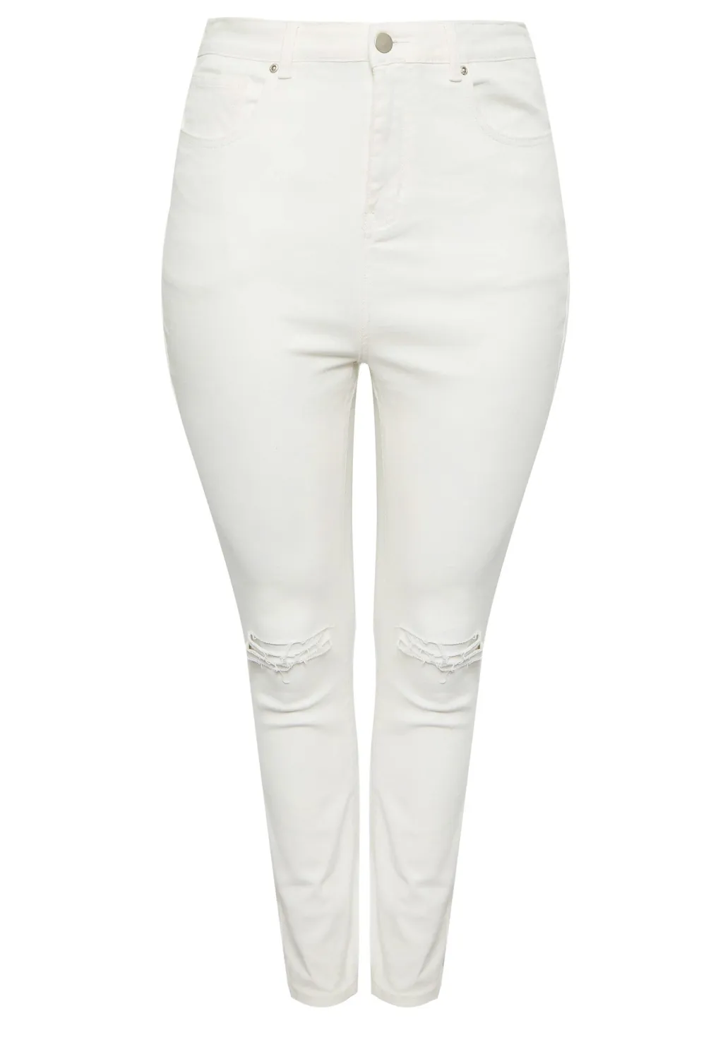 YOURS Curve White Ripped Knee Skinny Stretch AVA Jeans