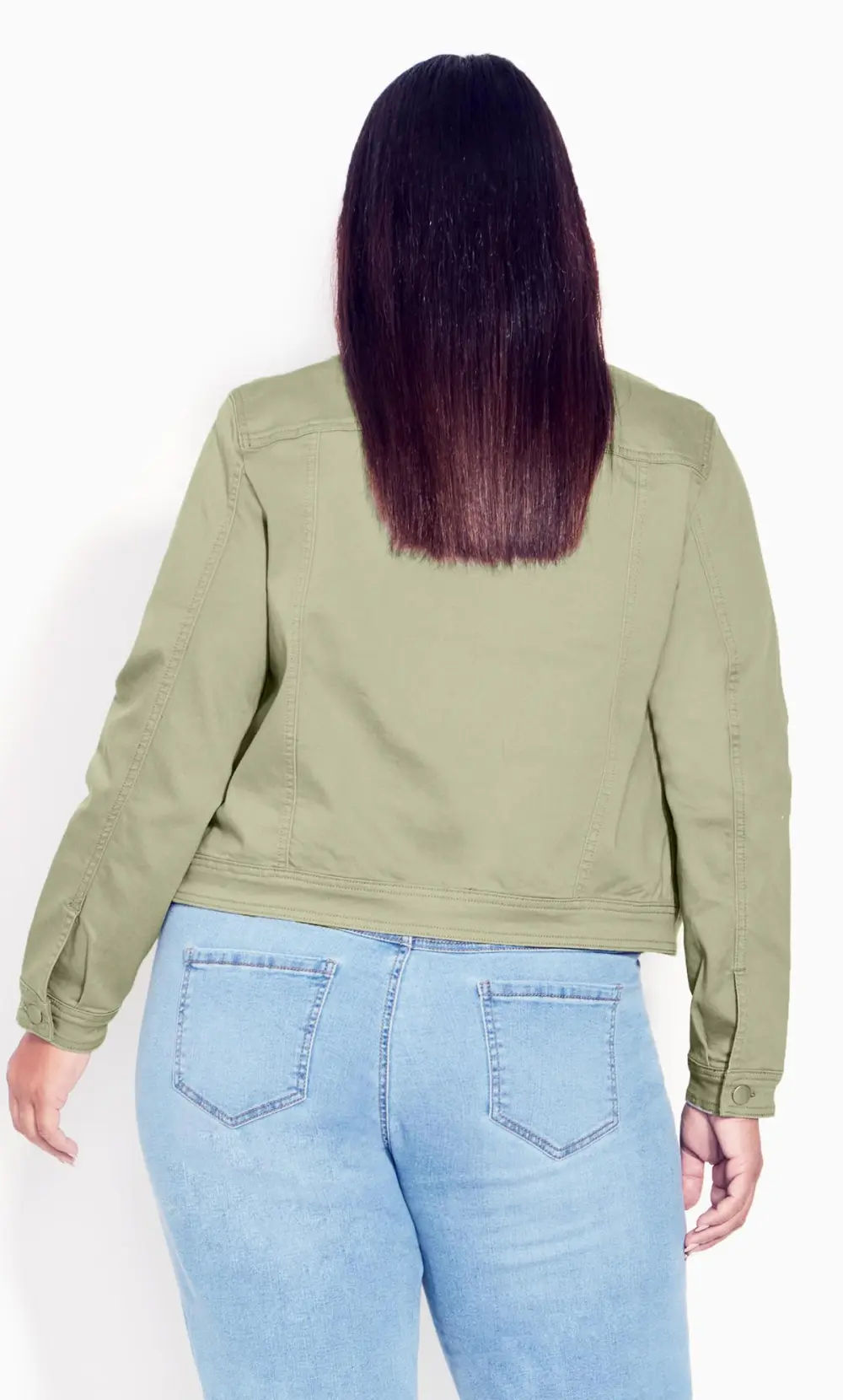 Evans Khaki Green Cropped Denim Jacket