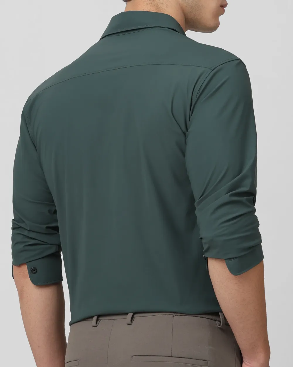 Leisure Soft And Comfortable Slim-Fit Dark Green Shirt