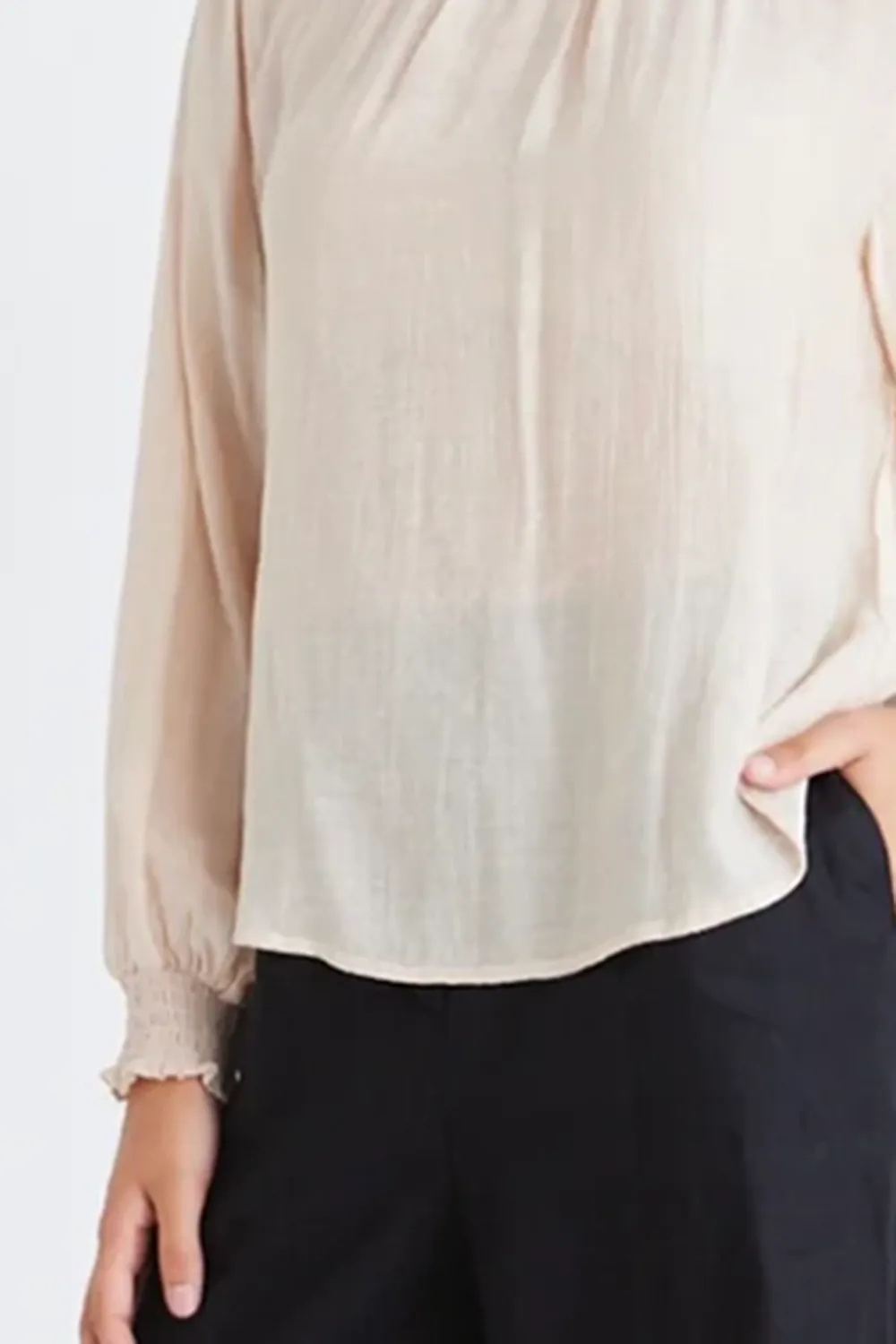 Champagne Textured High - Neck Shirt