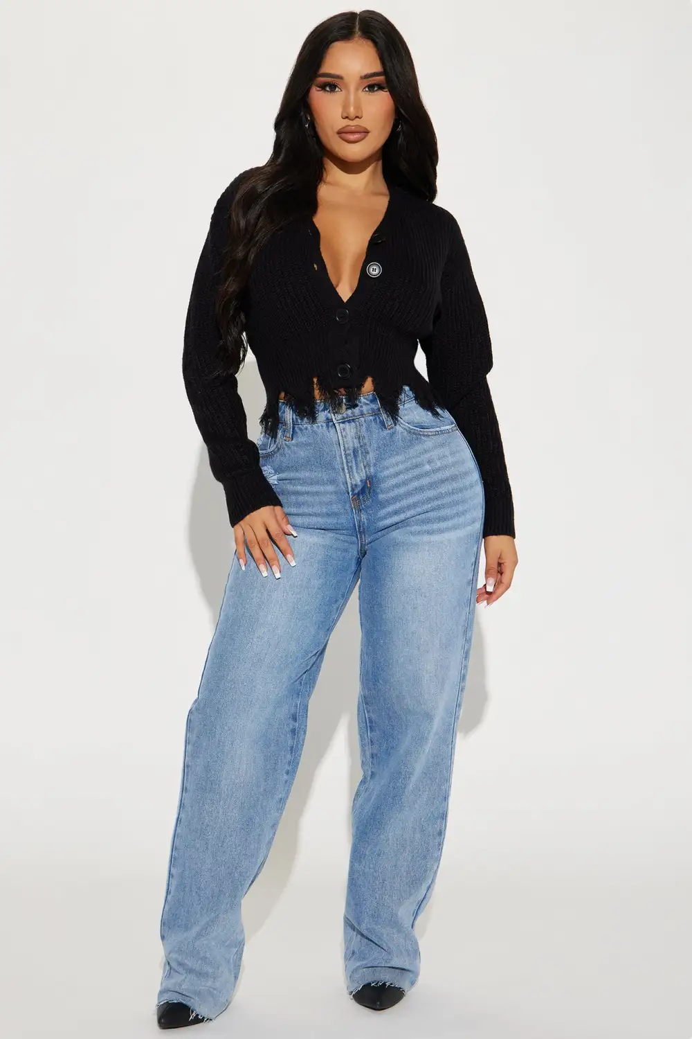 Distressed With You Cardigan - Black