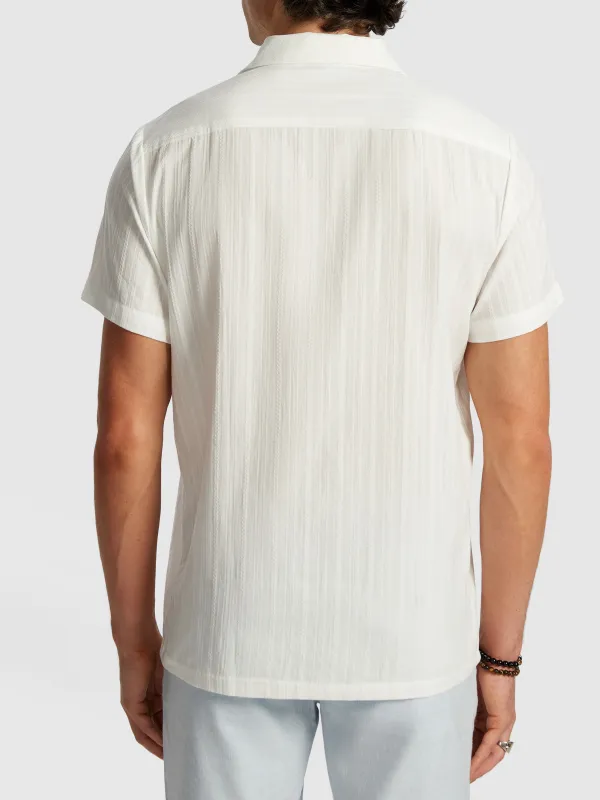 White Textured Short Sleeve Shirt