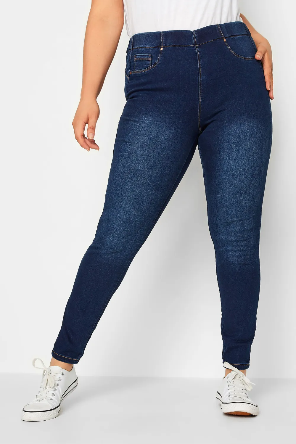 YOURS FOR GOOD Curve Indigo Blue Pull On Bum Shaper Stretch LOLA Jeggings
