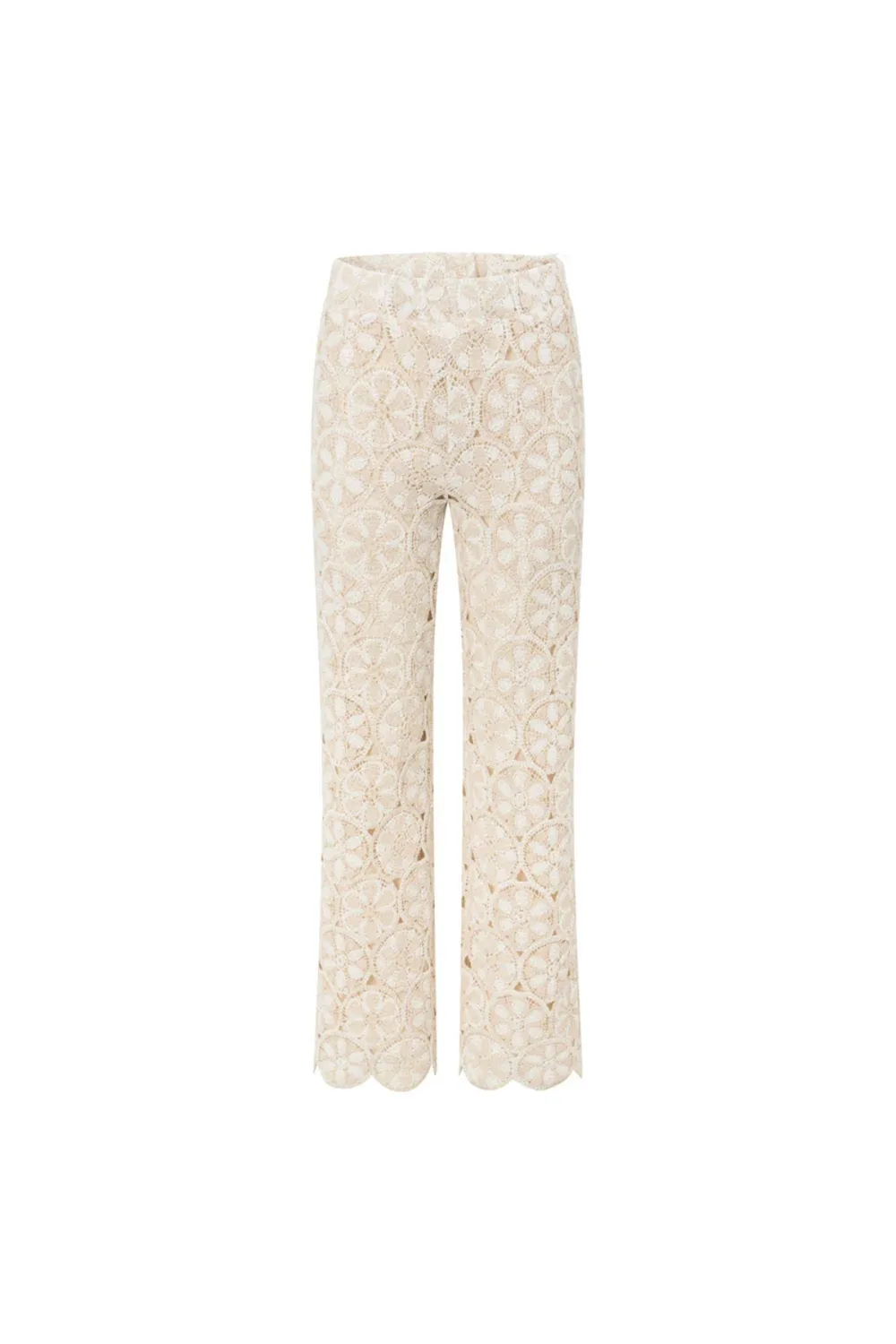 Floral Embroidery Wide Leg Trousers
