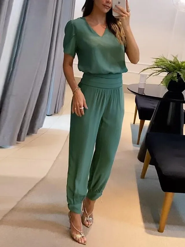 Women's Shirt Pants Sets Black Yellow Royal Blue Graphic Butterfly Print Short Sleeve Casual Daily Vintage Fashion Streetwear V Neck Regular Fit Fall & Winter