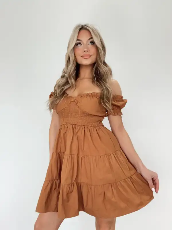 Cognac Boho Babe Dress