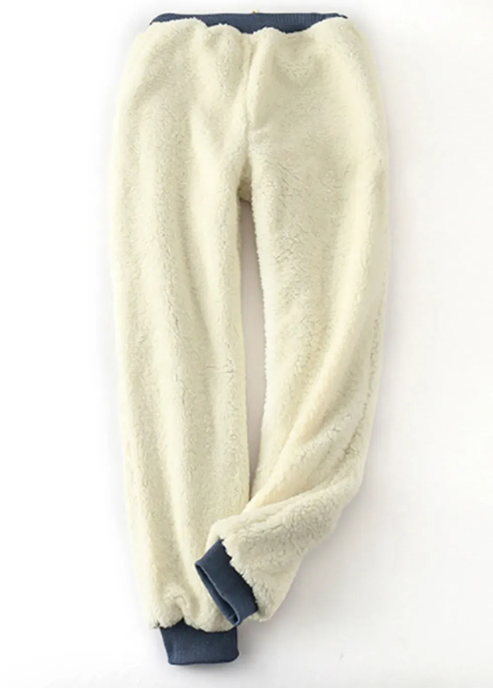 Grey Plush Jogger Drawastring High Waisted Pants